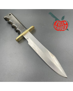 Randall Made Knives Vietnam Era Solingen Model 14 7.5 Humpback forged carbon steel green micarta handle brass hilt brown