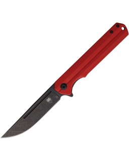 Cobratec Knives Streamline Folding Knife D2 tool steel blackwash finish blade Linerlock Red G10 handle Flipper