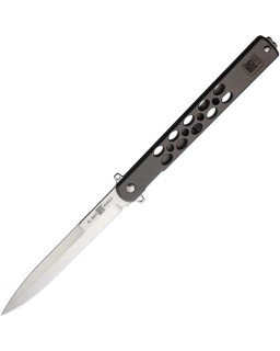 Al Mar Knives Quicksteel 4 framelock D2 tool steel satin finish blade Titanium Coated 420 Stainless steel handle