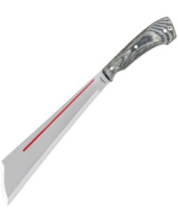 CONDOR Guygan Machete full tang 1075HC carbon steel blasted finish grey micarta handle black leather sheath