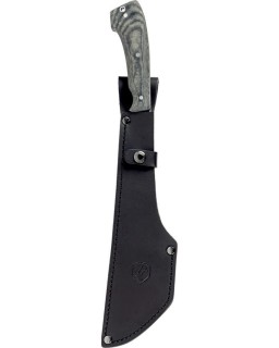 CONDOR Guygan Machete full tang 1075HC carbon steel blasted finish grey micarta handle black leather sheath