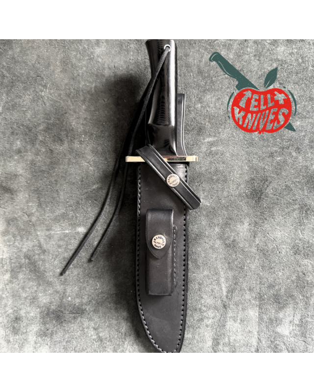 Randall Made Knives Model 16 SP1 Fighter forged stainless steel black micarta handle nickel silver guard black leather s