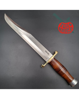 Model 12-13 Thorp carbon steel stacked leather handle brass guard Duralumin pommel brown leather sheath with stone