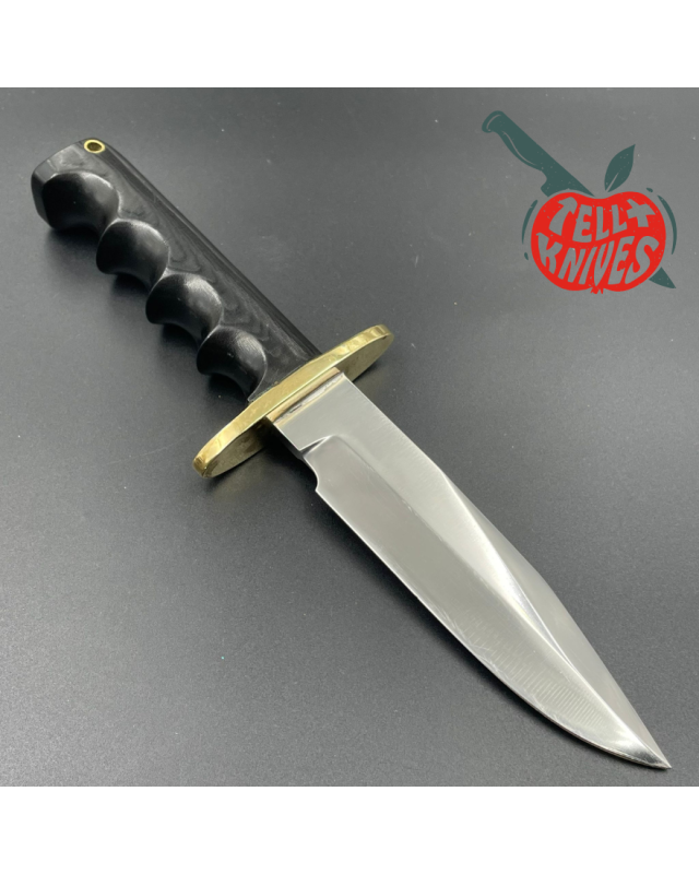Randall Made Knives Vintage 70ies Model 15 5.5 Airman forged stainless steel black micarta four fingers grip handle bras