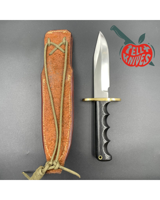 Randall Made Knives Vintage 70ies Model 15 5.5 Airman forged stainless steel black micarta four fingers grip handle bras