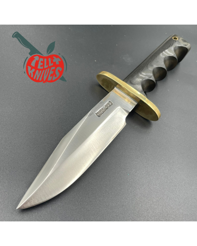 Randall Made Knives Vintage 70ies Model 15 5.5 Airman forged carbon steel black micarta four fingers grip handle brass g