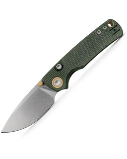 Vosteed Porcupine Top 14C28N Sandvik steel Stonewash Finish Blade Green micarta handle Linerlock Stud