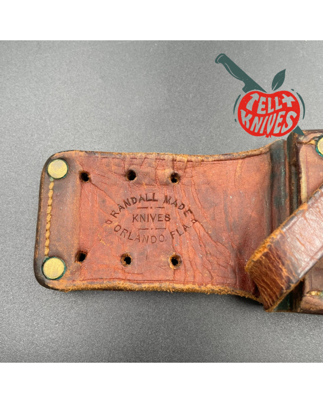 Randall Made Knives Vietnam Era Solingen Model 14 7.5 Humpback forged carbon steel green micarta handle brass hilt brown