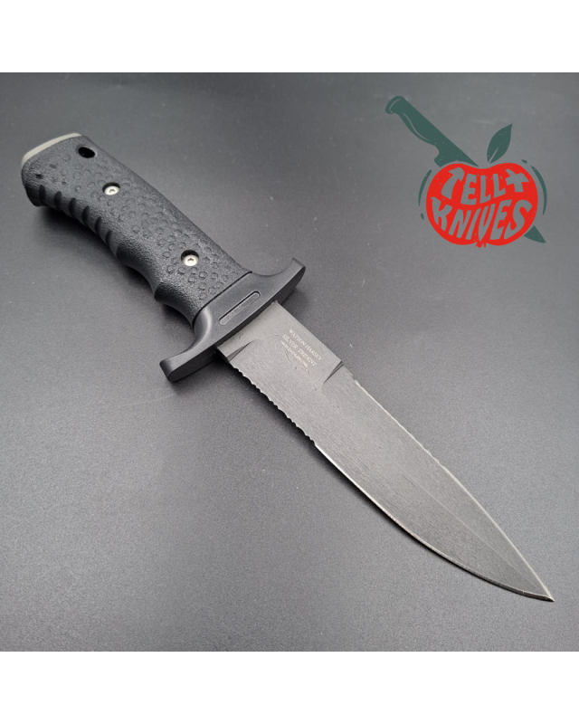 Gerber Silver Trident Watson Harsey Design 154CM stainless steel grey finish blade black polymer handle black nylon shea