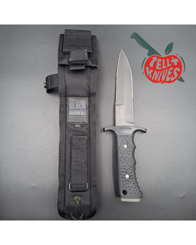 Gerber Silver Trident Watson Harsey Design 154CM stainless steel grey finish blade black polymer handle black nylon shea