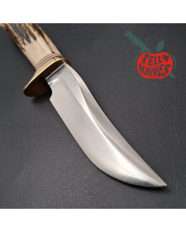 Randall Made Knives 2001 Model Mini 3 forged stainless steel stag handle brass guard brown leather sheath