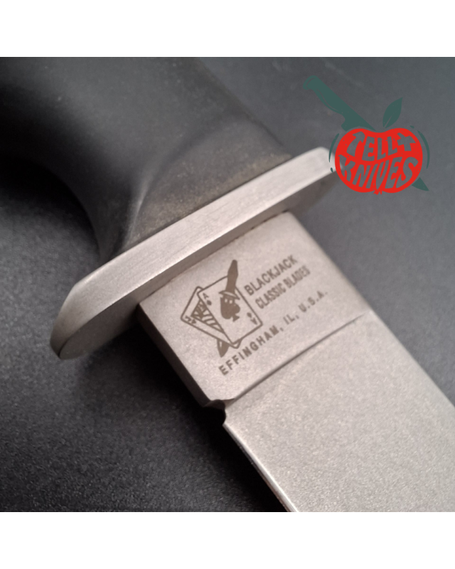 Blackjack Knives Model AWAC fixed blade knife Sandvik 12C27 Stainless Steel blade black micarta handle black leather she