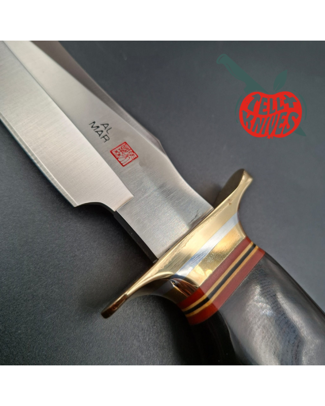 Al Mar Knives 4008 MACV SOG Fighting Knife SF black micarta handle brown leather sheath