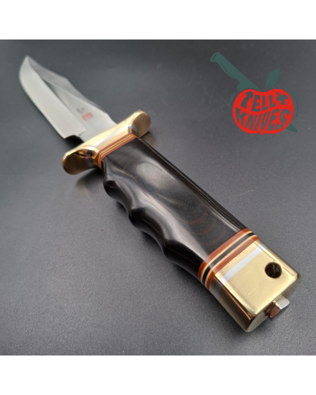 Al Mar Knives 4008 MACV SOG Fighting Knife SF black micarta handle brown leather sheath