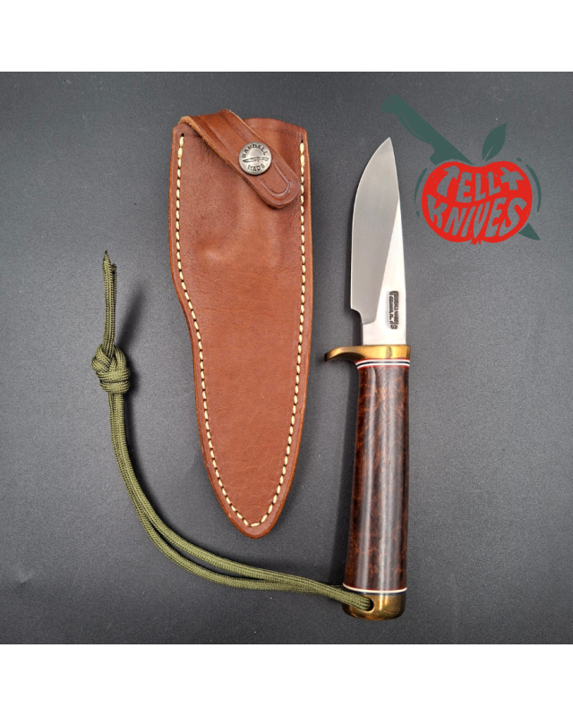 Randall Made Knives Model 26 - 4 Pathfinder stainless steel burl wood handle brass guard and pommel