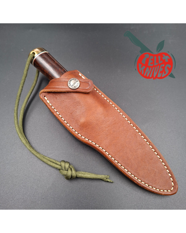 Randall Made Knives Model 26 - 4 Pathfinder stainless steel burl wood handle brass guard and pommel