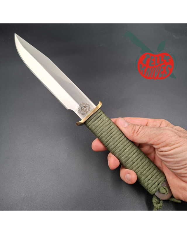 John EK - 1991/2004 Commando Bowie full tang 440C steel green paracord wrapped handle green nylon sheath