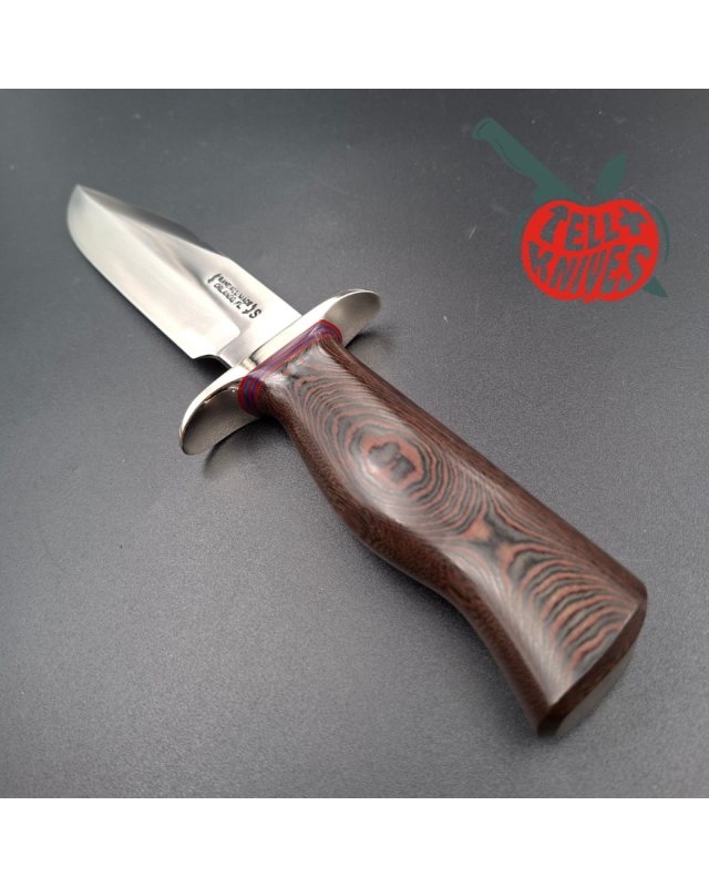 Randall Made Knives Model 15 5.5 Airman forged stainless steel black and red micarta handle nickel silver guard