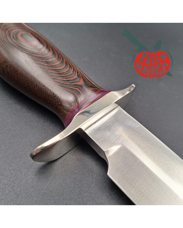 Randall Made Knives Model 15 5.5 Airman forged stainless steel black and red micarta handle nickel silver guard