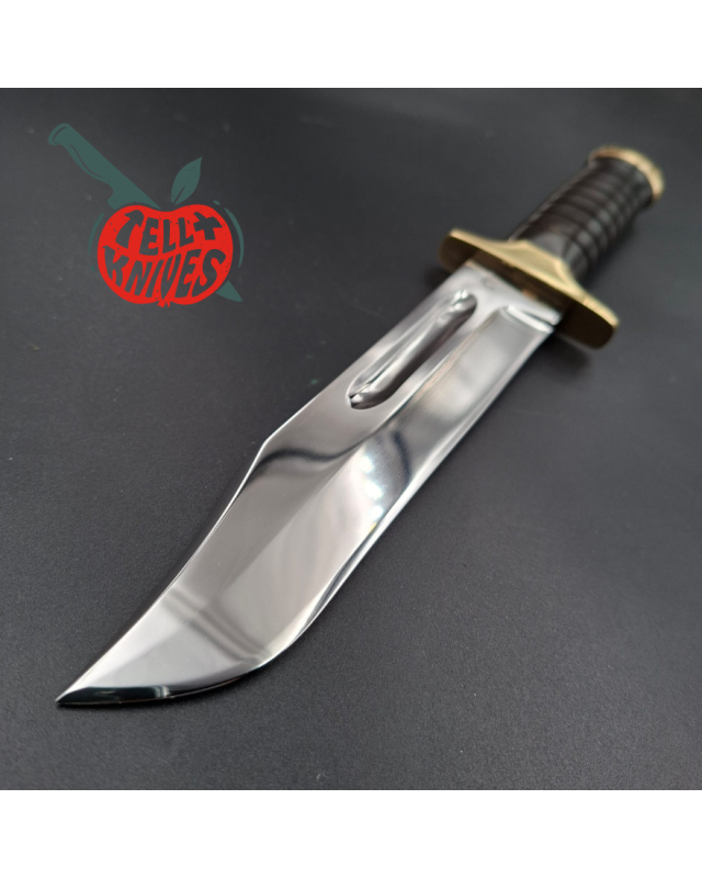 Jean Tanazacq 1990 Modèle USMC acier 440C forgé finition miroir garde laiton manche micarta étui cuir