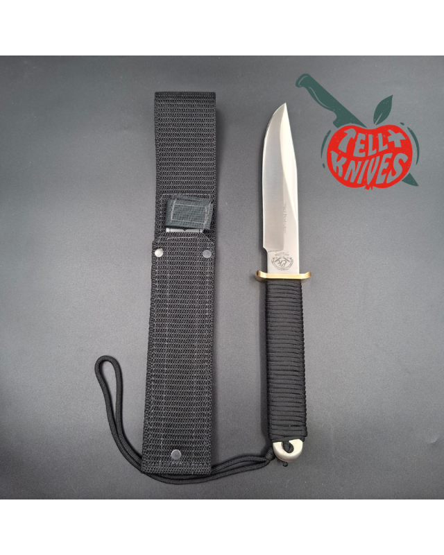 John EK - 1991/2004 Commando Bowie Final Edition 440C steel black paracord wrapped handle black nylon sheath