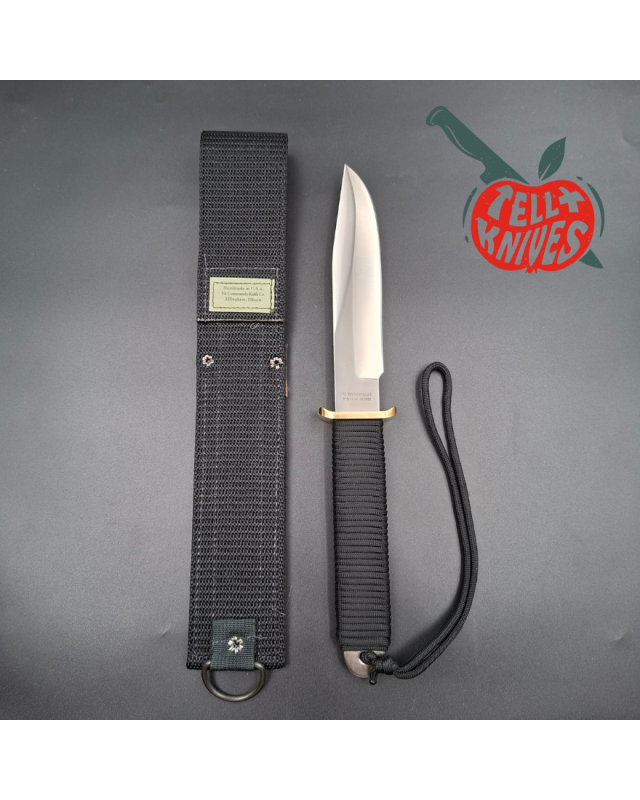 John EK - 1991/2004 Commando Bowie Final Edition 440C steel black paracord wrapped handle black nylon sheath