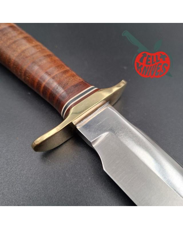 Randall Made Knives Vietnam Era Model 1-8 forged carbon steel stacked leather brown leather sheath with stone