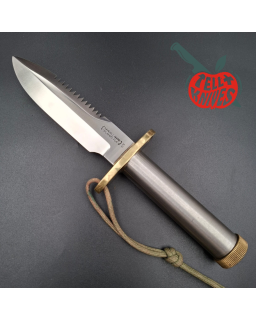 Randall Made Knives Vietnam Era Model 18 5.5 forged stainless steel tubular handle brass guard brown leather sheath