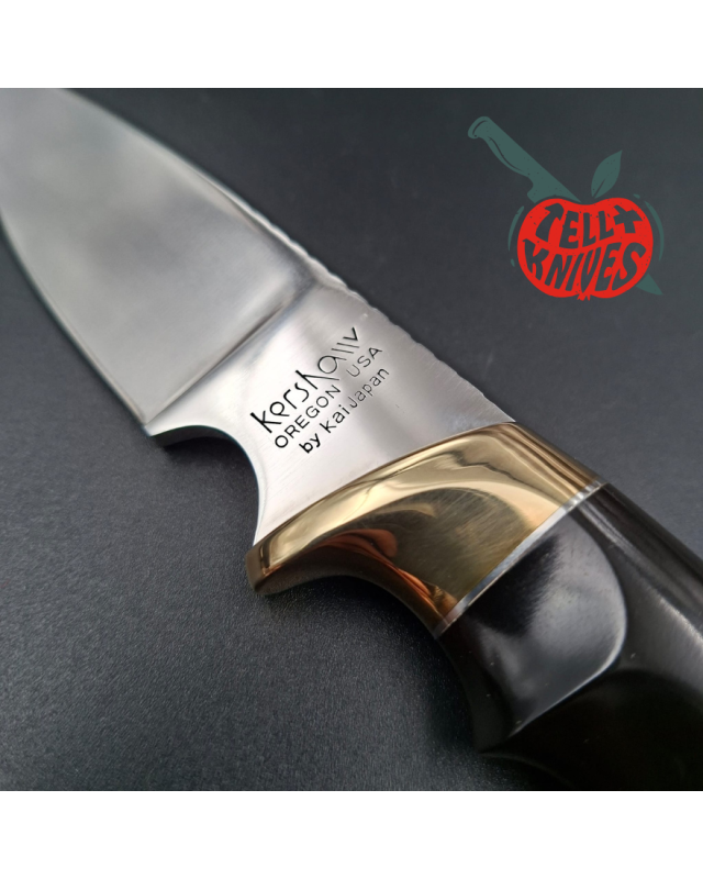 Kershaw fixed blade 1030 Hunter AUS8 stainless steel brass guard and pommel phenolic resin handle Hattori Design