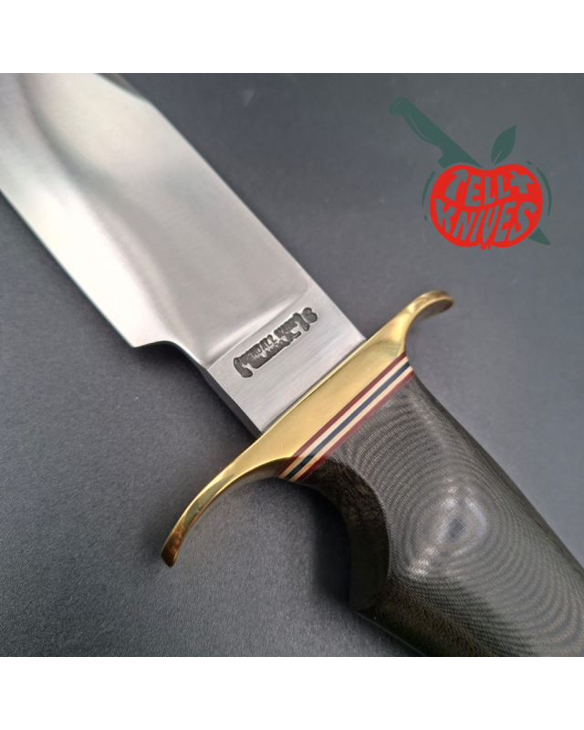 Randall Made Knives Nordic Knives Special Bowie forged stainless steel brass guard black micarta handle brown leather sh