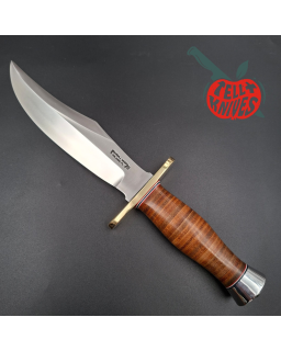 Randall Made Knives Model 12 - 8 Big Bear forged stainless steel stacked leather handle brass guard Duralumin pommel bro