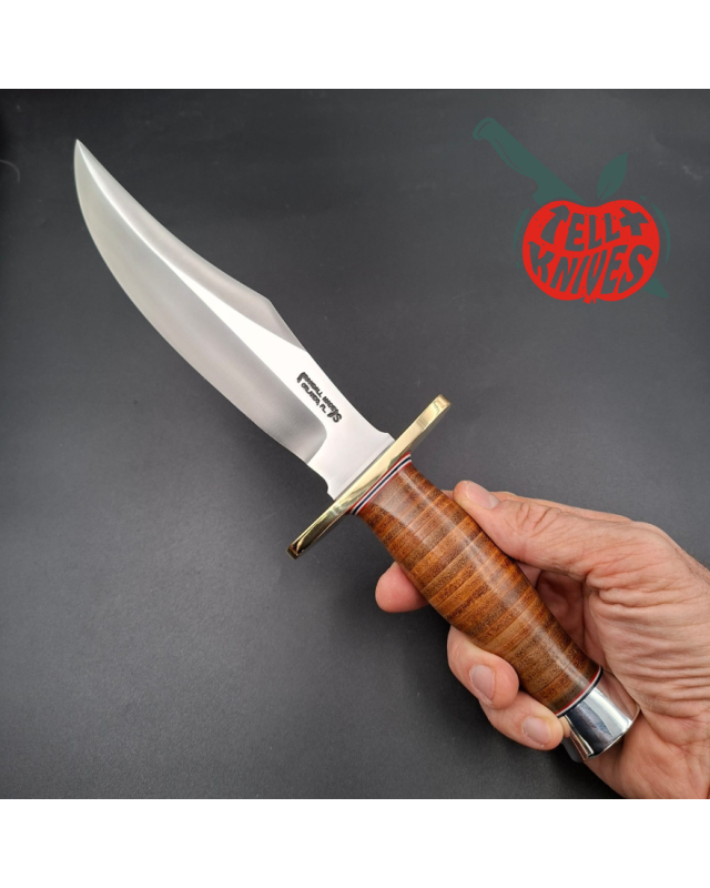 Randall Made Knives Model 12 - 8 Big Bear forged stainless steel stacked leather handle brass guard Duralumin pommel bro