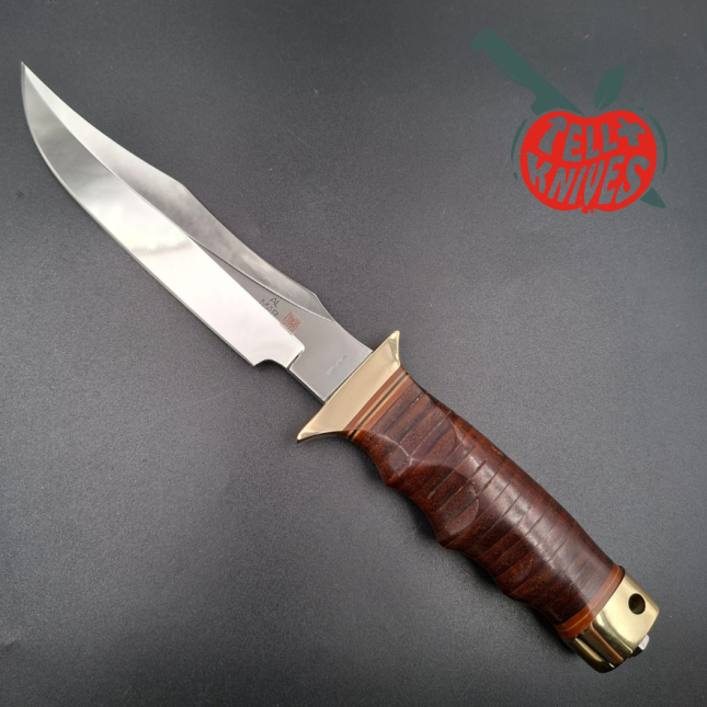 Al Mar Knives 4008 Fat Guard MACV SOG Special Forces AUS6 stainless steel blade miror finish brass guard stacked leather