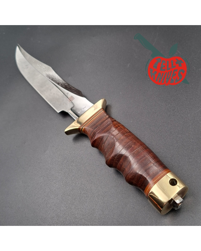 Al Mar Knives 4008 Fat Guard MACV SOG Special Forces AUS6 stainless steel blade miror finish brass guard stacked leather