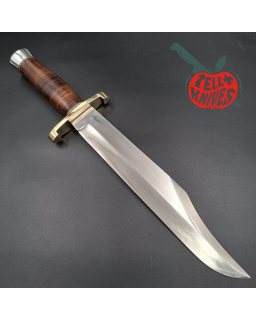 Randall Made Knives Model 12-11 Confederate Bowie forged carbon steel stacked leather handle brass guard Duralumin pomme