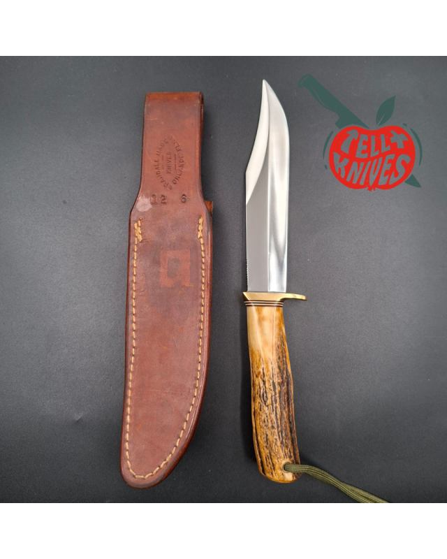 Randall Made Knives Vintage 80ies Model 12 - 6 Sportsman Bowie forged stainless steel stag handle brass guard