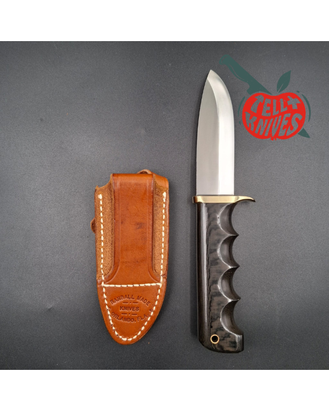 Randall Made Knives Vintage 80ies Model Fireman Special forged stainless steel green micarta four fingers grip handle