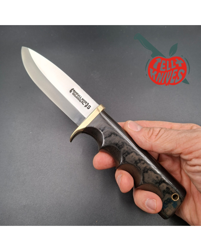 Randall Made Knives Vintage 80ies Model Fireman Special forged stainless steel green micarta four fingers grip handle