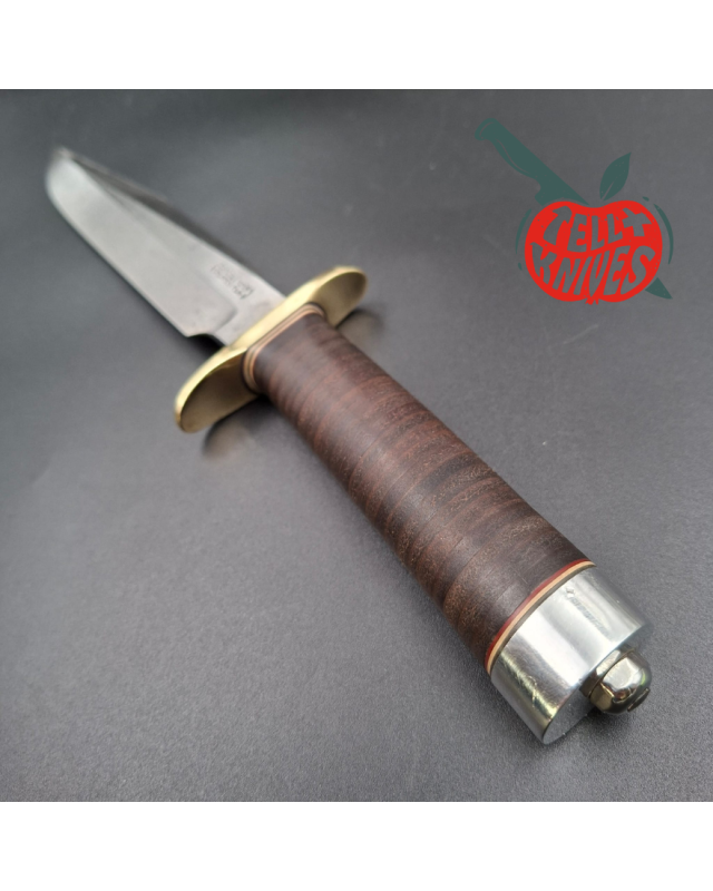 Randall Made Knives Vintage 80ies Model 1-7 forged carbon steel stacked leather handle brown leather sheath