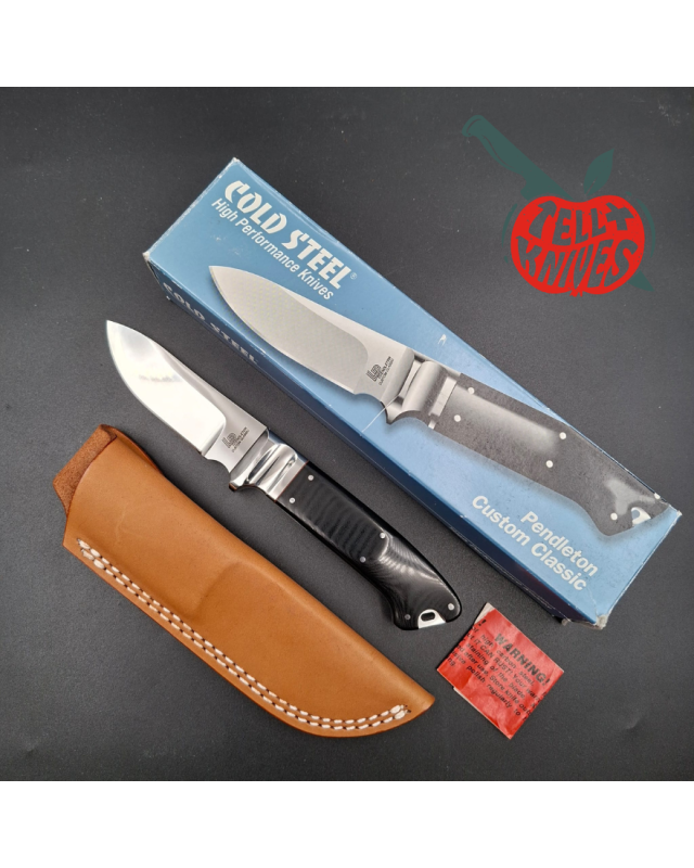 Cold Steel Pendleton Custom Classic Fixed Blade VG-1 SAN MAI black micarta handle brown leather sheath with box