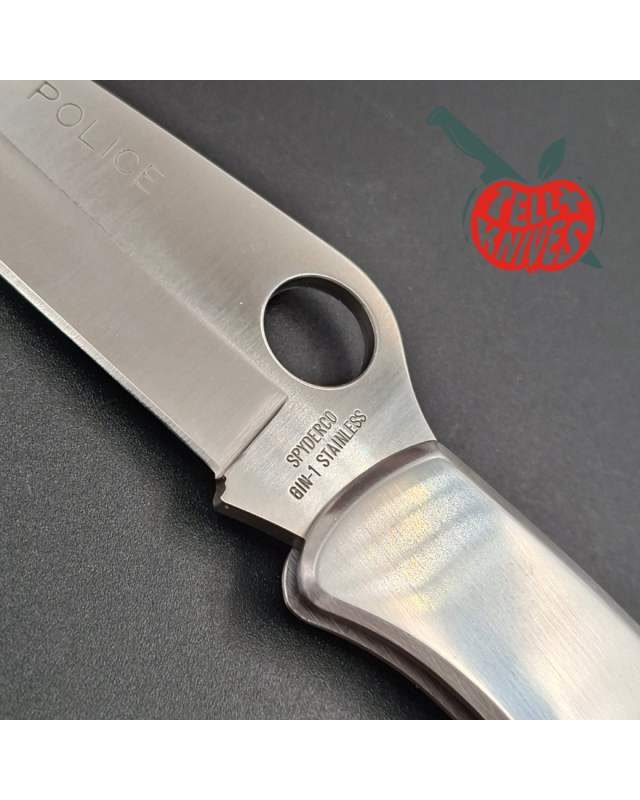 Spyderco 1994 Police GIN-1 stainless steel SEKI Japan polished stainless handle C07