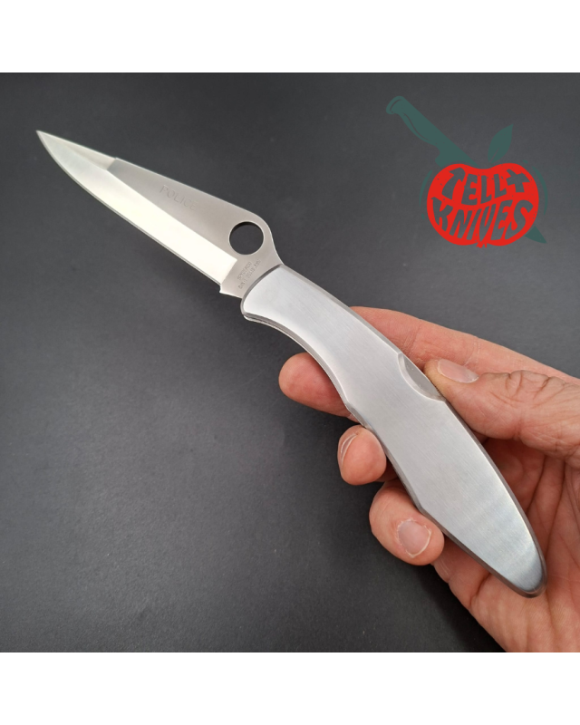 Spyderco 1994 Police GIN-1 stainless steel SEKI Japan polished stainless handle C07