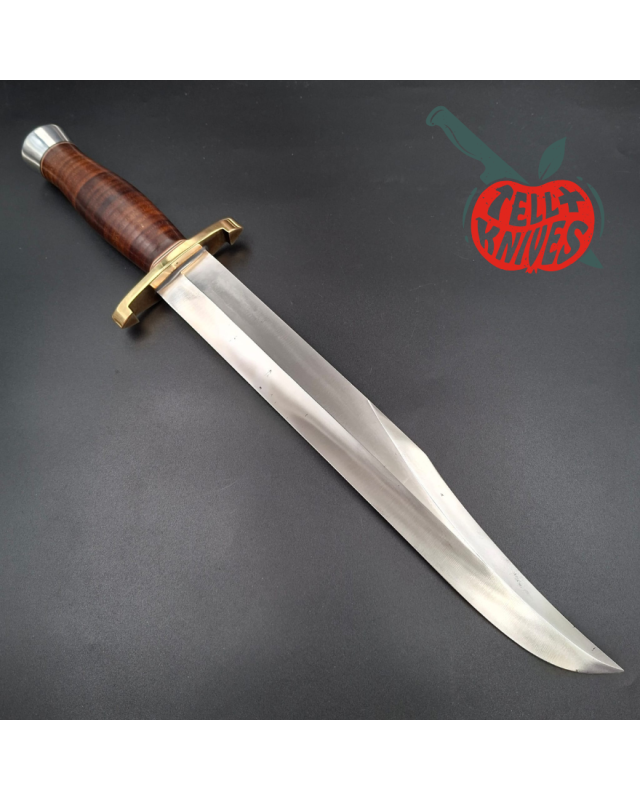 Randall Made Knives Model 12-13 Thorp carbon steel stacked leather handle brass guard Duralumin pommel brown leather she