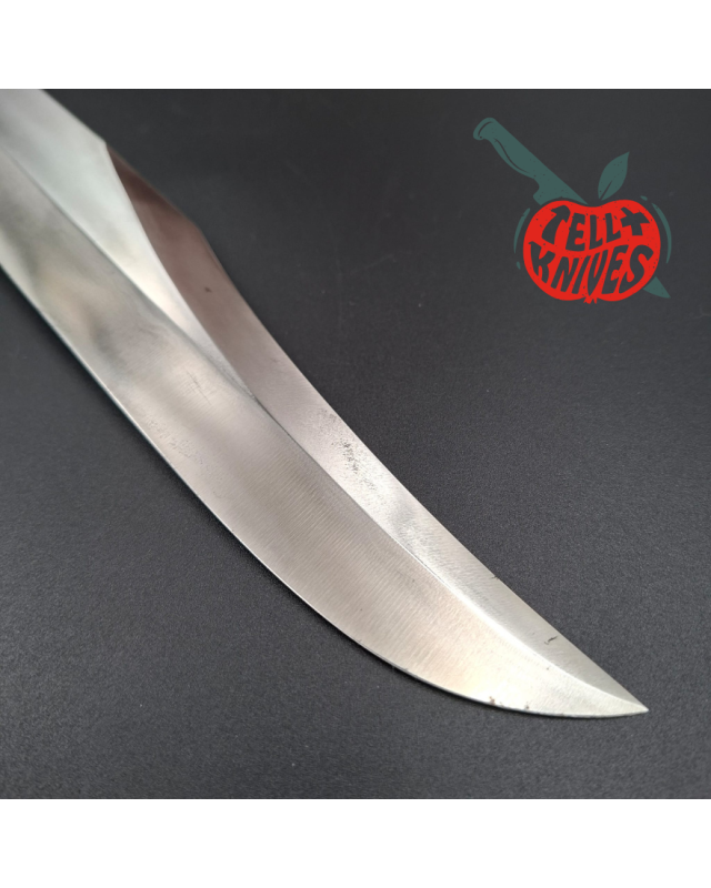 Randall Made Knives Model 12-13 Thorp carbon steel stacked leather handle brass guard Duralumin pommel brown leather she