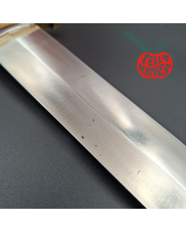 Randall Made Knives Model 12-13 Thorp carbon steel stacked leather handle brass guard Duralumin pommel brown leather she