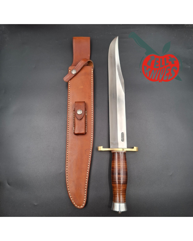 Randall Made Knives Model 12-13 Thorp carbon steel stacked leather handle brass guard Duralumin pommel brown leather she