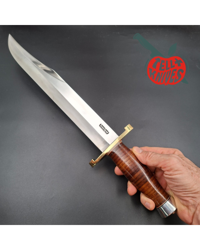 Randall Made Knives Model 12-13 Thorp carbon steel stacked leather handle brass guard Duralumin pommel brown leather she