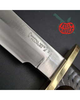 Randall Made Knives Vietnam Era Solingen Model 14 7.5 Humpback forged stainless steel green micarta handle brass hilt