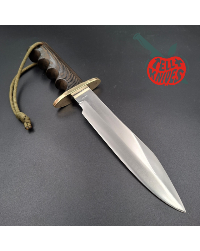 Randall Made Knives Vietnam Era Solingen Model 14 7.5 Humpback forged stainless steel green micarta handle brass hilt