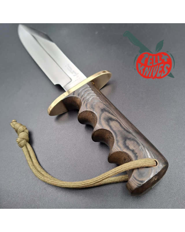 Randall Made Knives Vietnam Era Solingen Model 14 7.5 Humpback forged stainless steel green micarta handle brass hilt